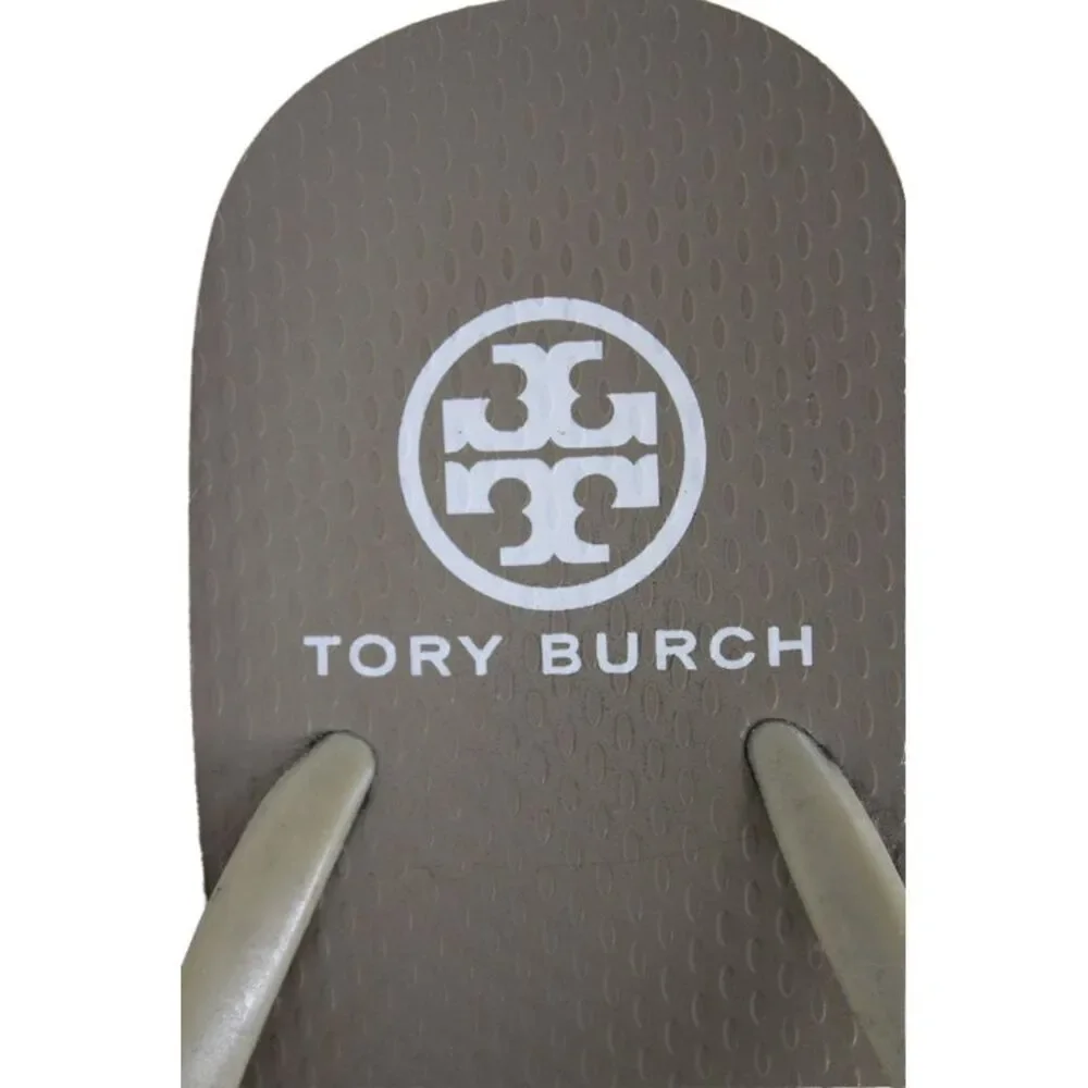 Tory Burch Womens Slide On Platform Flip Flops Beige Size 5